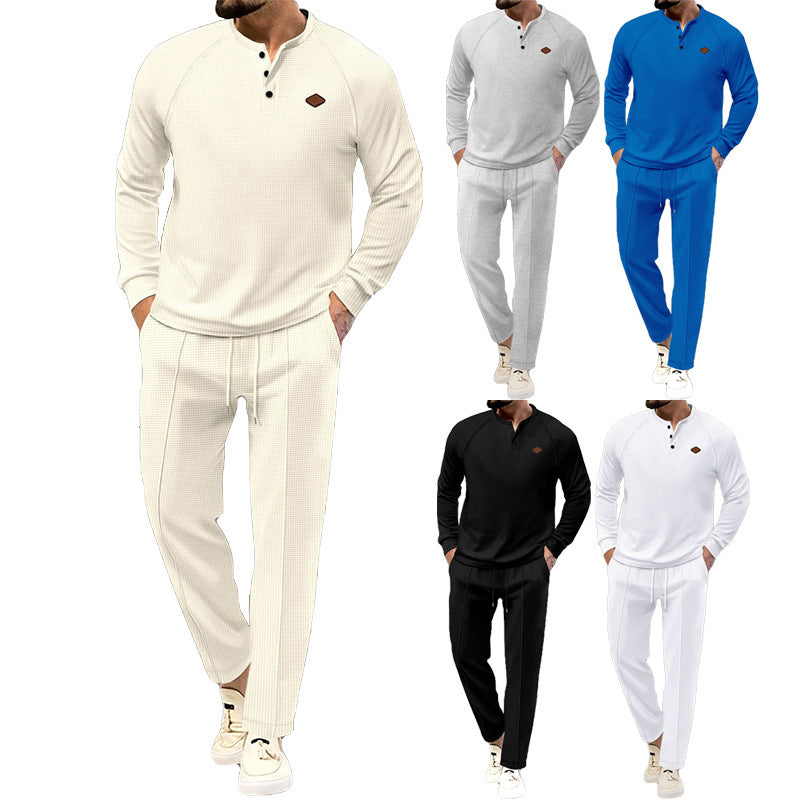 Men's Solid Color Long Sleeve Trousers Suit